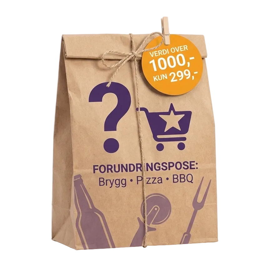 Novacart forundringspose redd varen konsept med utstyr til ølbrygging pizza og grill